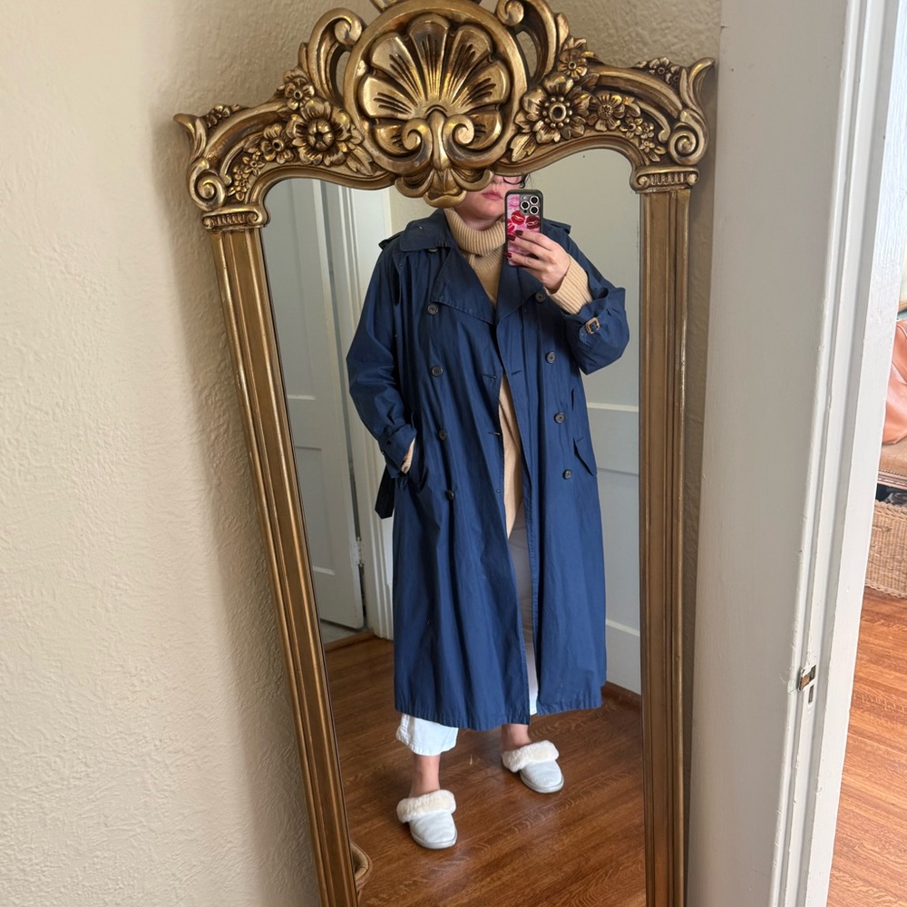 Ralph Lauren Navy Blue Double-Breasted Trench Coat